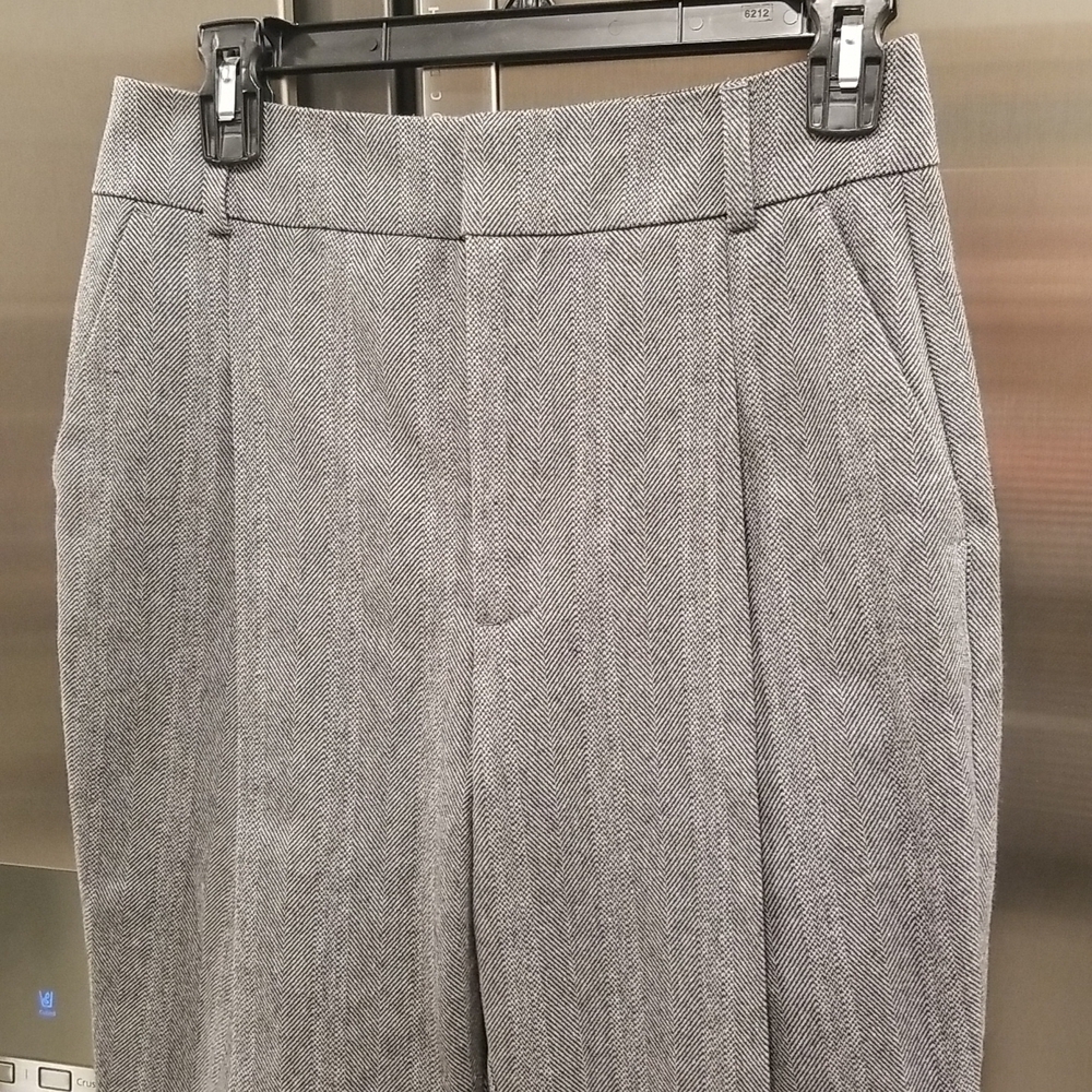 💕ANINE BING💕 Becky Trouser Pant ~ Straight Leg High Waisted Grey Fishbone 36 - Picture 8 of 12